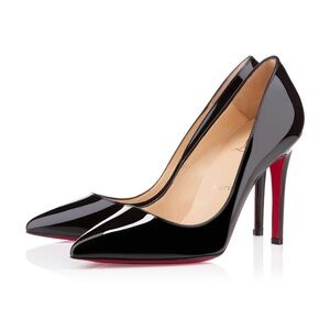 Christian Louboutin Black Patent Leather Pigalle Pointed Toe Pumps